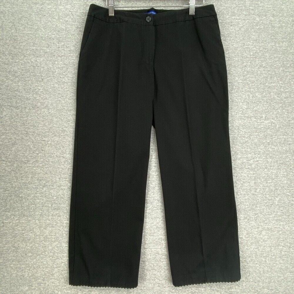 JH Collectibles Pants Womens 12P Black Textured Stretch Straight Leg Mid Rise
